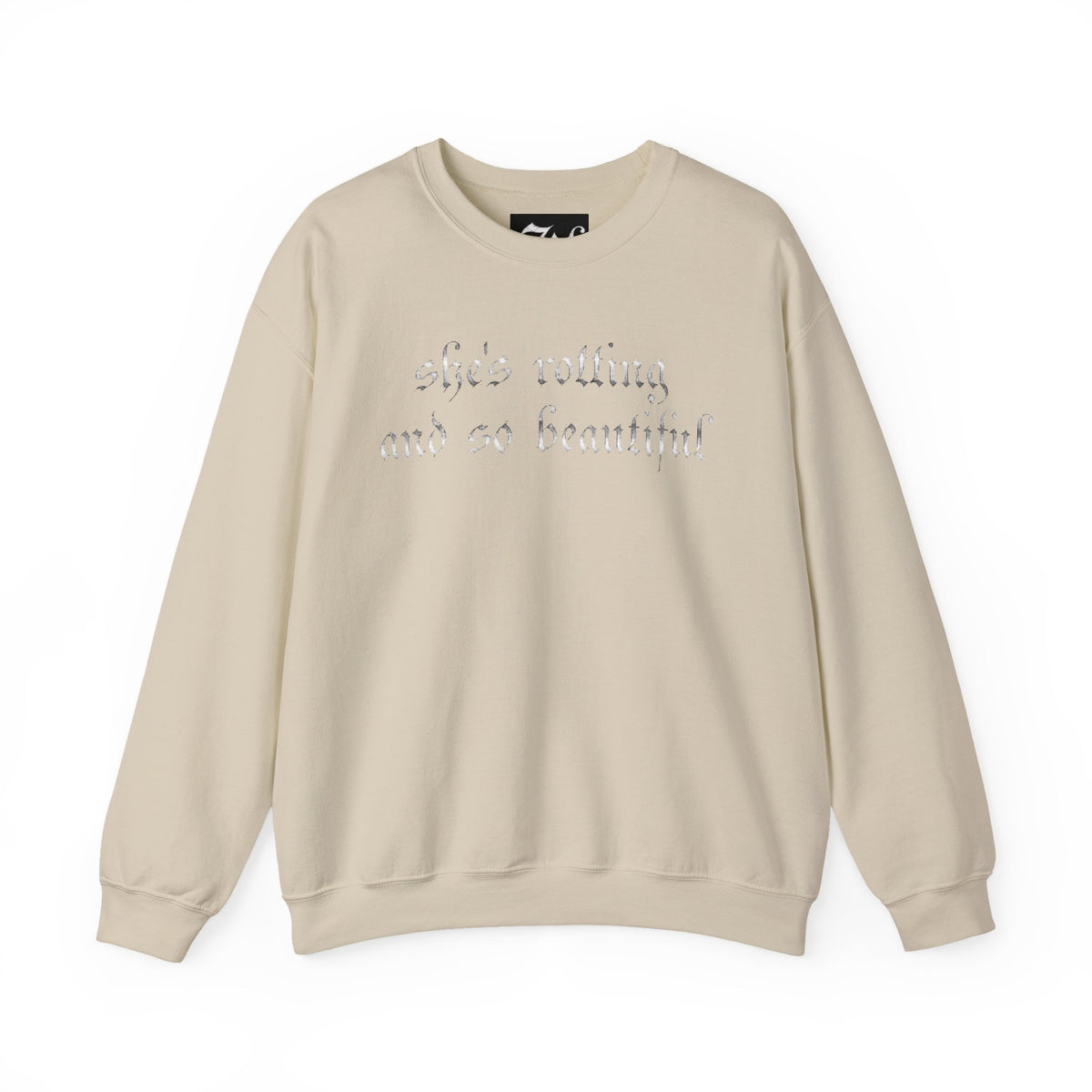 Crewneck Sweatshirt — “She’s Rotting and So Beautiful” Minimal Gothic White Pullover