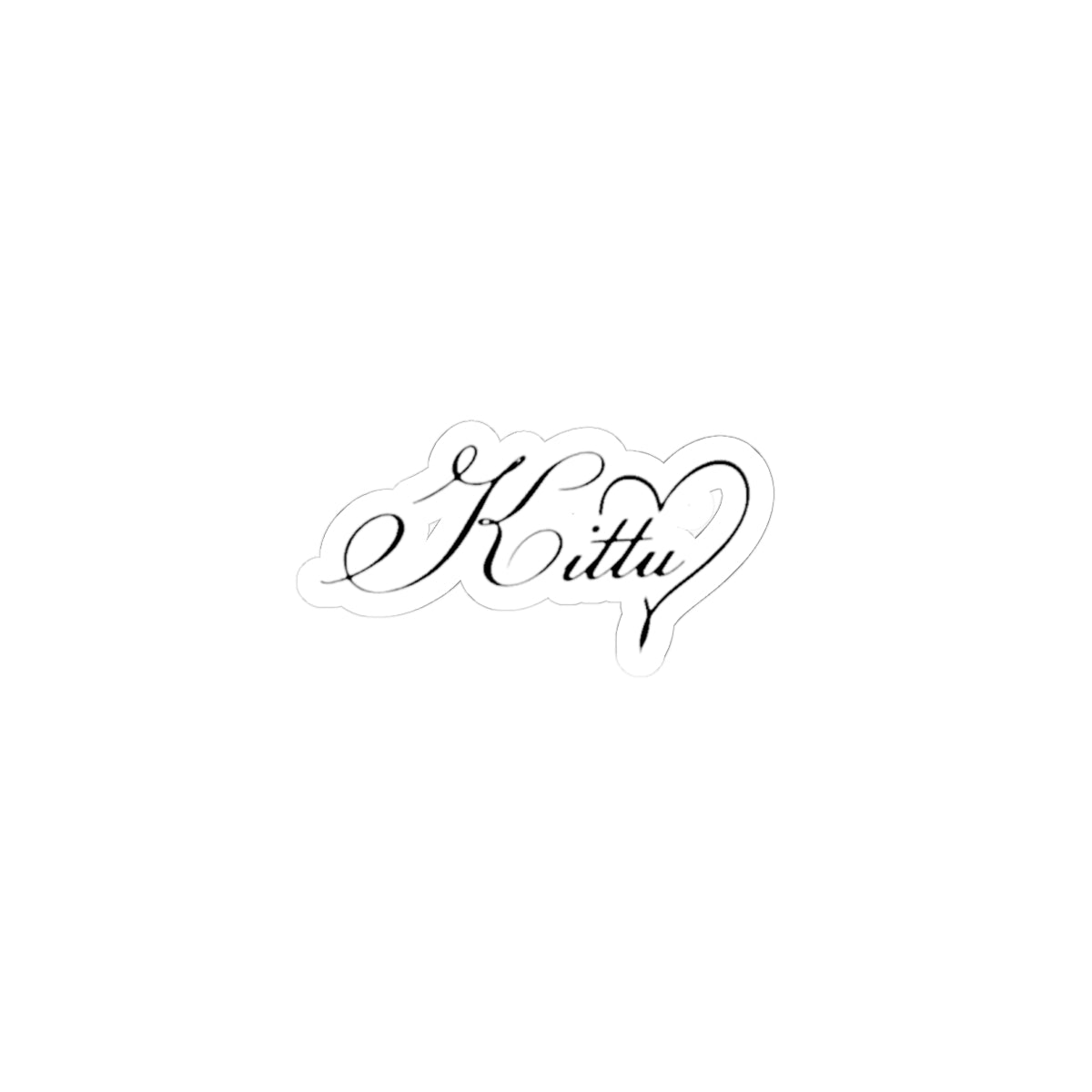 Kitty Script Kiss-Cut Sticker — Elegant Heart Calligraphy Decal for Laptops, Notebooks & Gifts