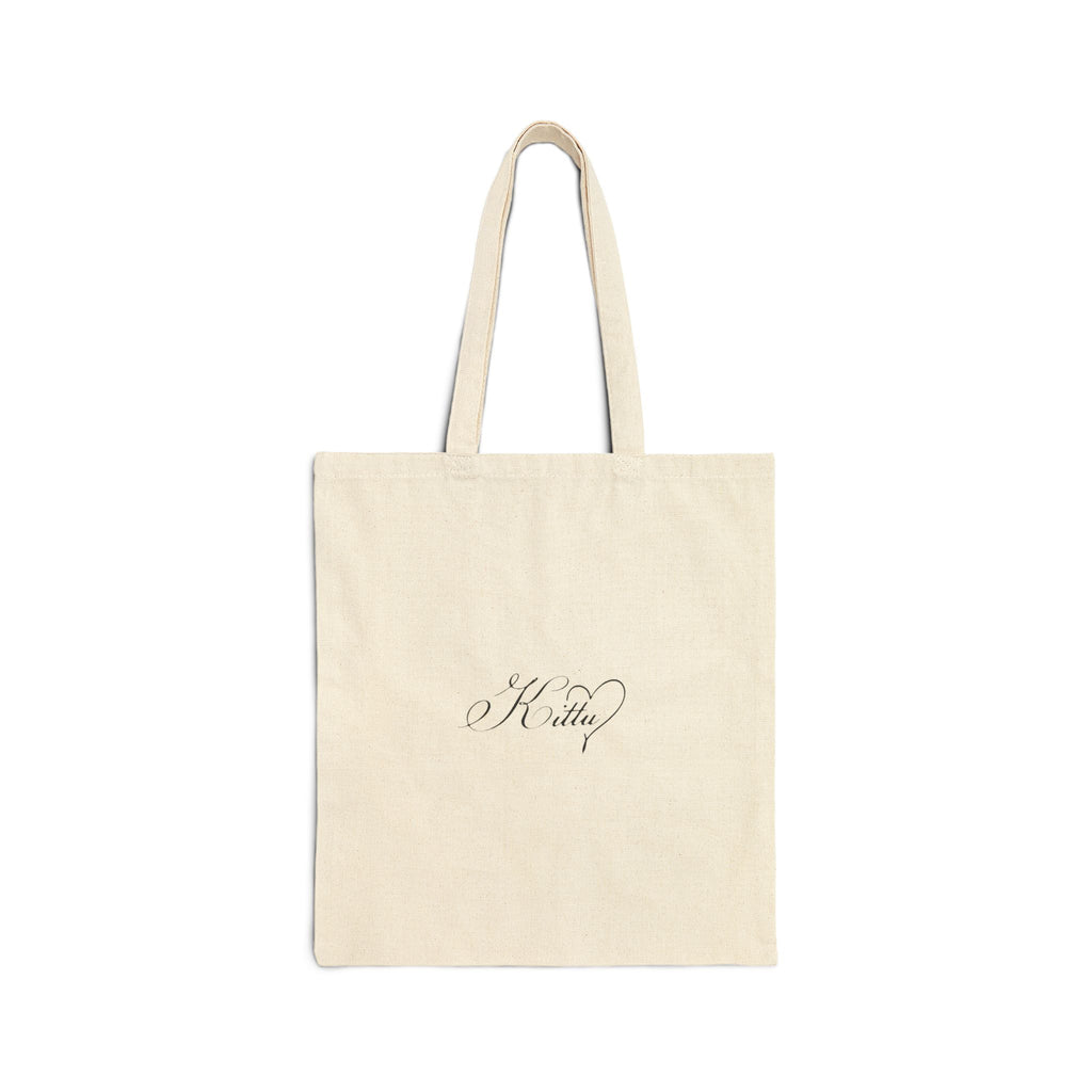 Tote Bag — Elegant Script 'Kitty' Cotton Canvas Shopper