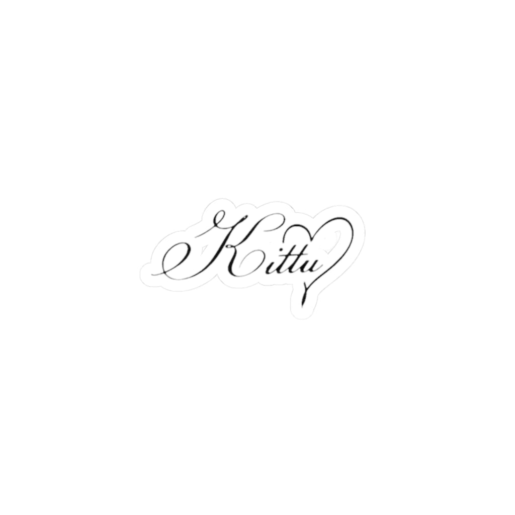 Kitty Script Kiss-Cut Sticker — Elegant Heart Calligraphy Decal for Laptops, Notebooks & Gifts