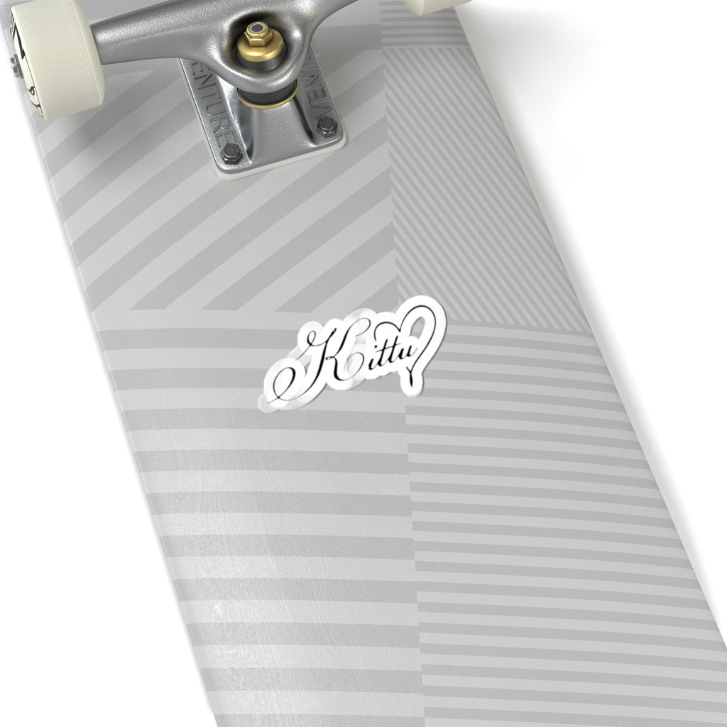 Kitty Script Kiss-Cut Sticker — Elegant Heart Calligraphy Decal for Laptops, Notebooks & Gifts